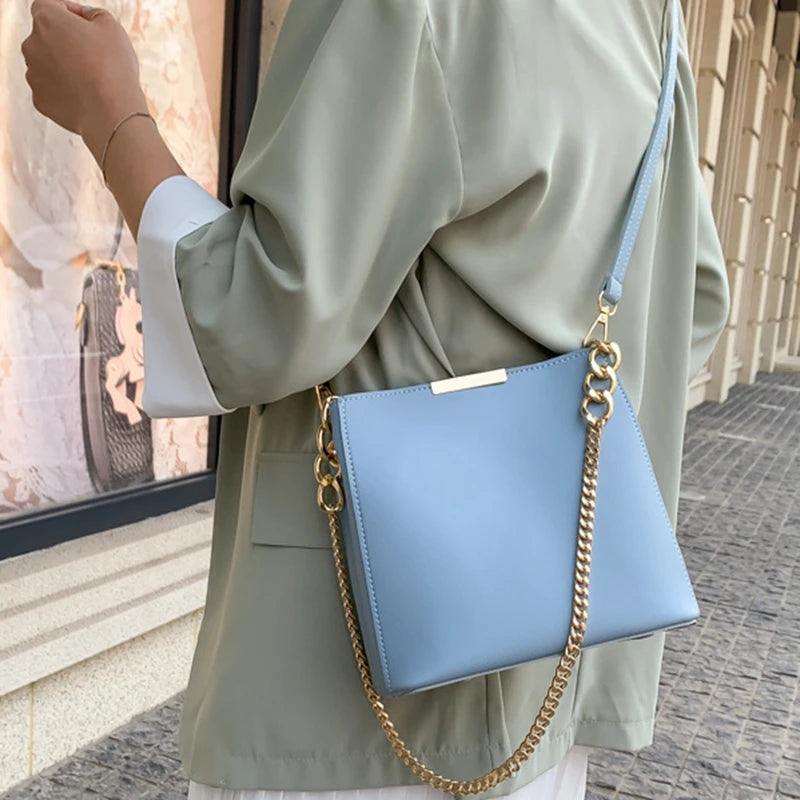 Chain Shoulder Messenger Bag High Pu Leather Crossbody Bags for Women Handbags W