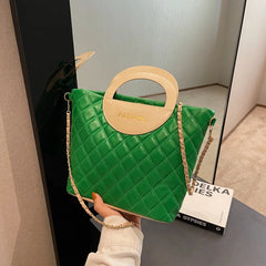 Patchwork Pu Leather Ladies Shoulder Bag Chain Strap Crossbody Bag