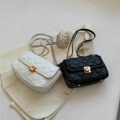 Metal Lock Shoulder Bag Pu Leather Crossbody Handbag