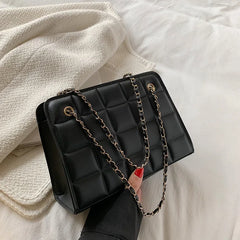 Chain Strap Shoulder Bag Square Ladies Handbags Plaid Pu Leather Crossbody Bags