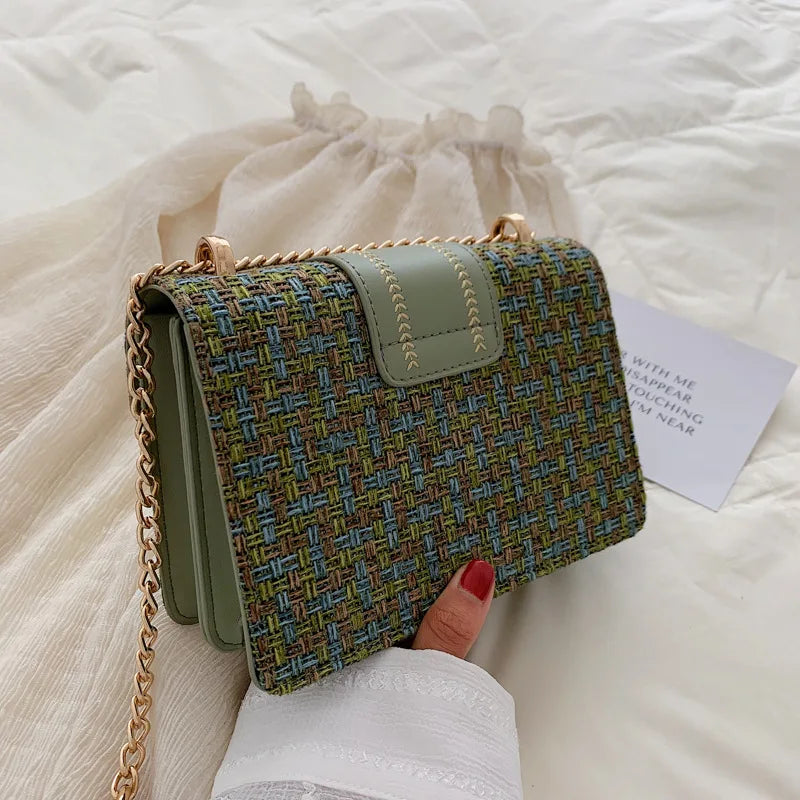 Women's Large Capacity Thread Splicing Retro Shoulder Bag