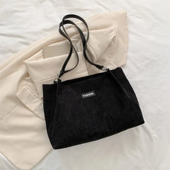 Corduroy Shoulder Bag for Women Casual Tote Travel Large Shopper Bag