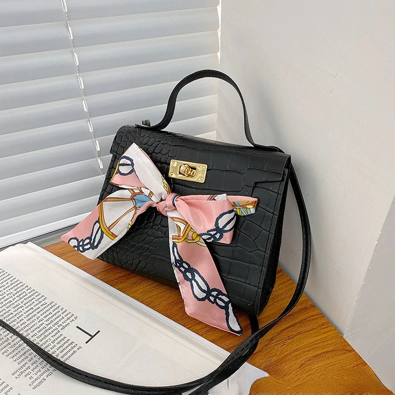 Crossbody Bag Women's Retro Fashionable Scarf Decoration Handbag