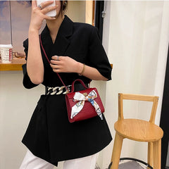 Crossbody Bag Women's Retro Fashionable Scarf Decoration Handbag