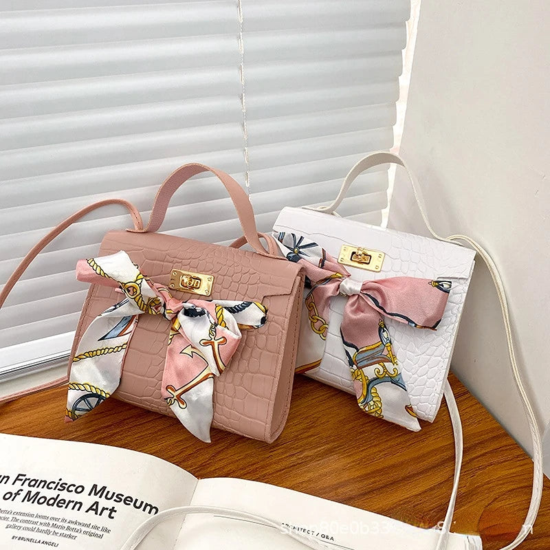 Crossbody Bag Women's Retro Fashionable Scarf Decoration Handbag