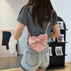 Love Heart Crossbody Bag with Bowknot Phone Bag