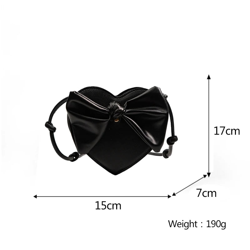 Love Heart Crossbody Bag with Bowknot Phone Bag