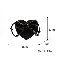 Love Heart Crossbody Bag with Bowknot Phone Bag
