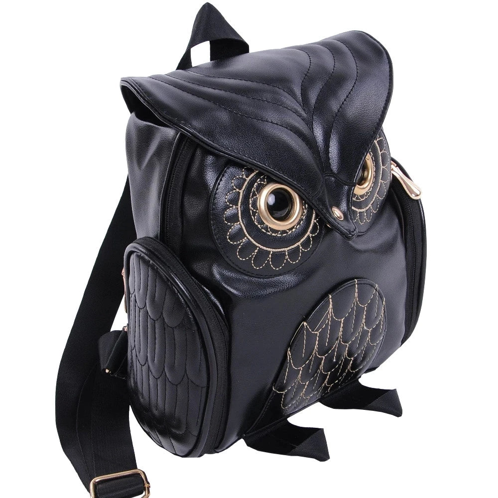 Owl Backpacks For Women Pu Leather School Bags Travel Backpack Teenagers Girls C