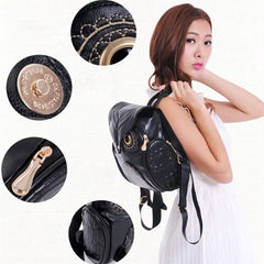 Owl Backpacks For Women Pu Leather School Bags Travel Backpack Teenagers Girls C