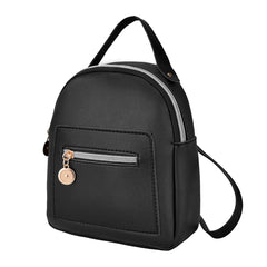 Women Solid Shoulders Small Backpack Daily Purse Mobile Phone Messenger Bag
