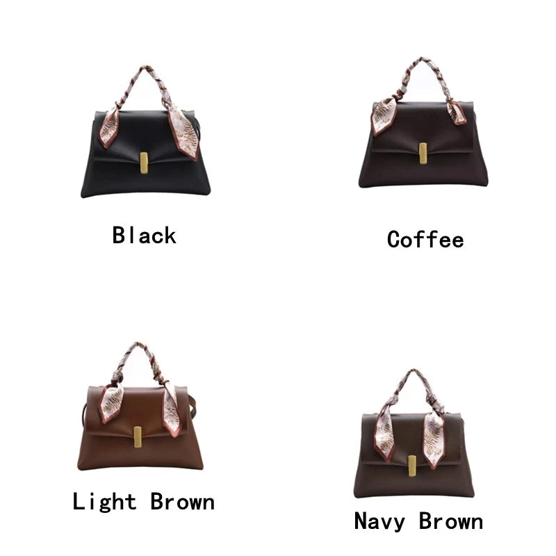 Leather Shoulder Bag Ribbon Tote Handbag Top-Handle Travel Crossbody Bag