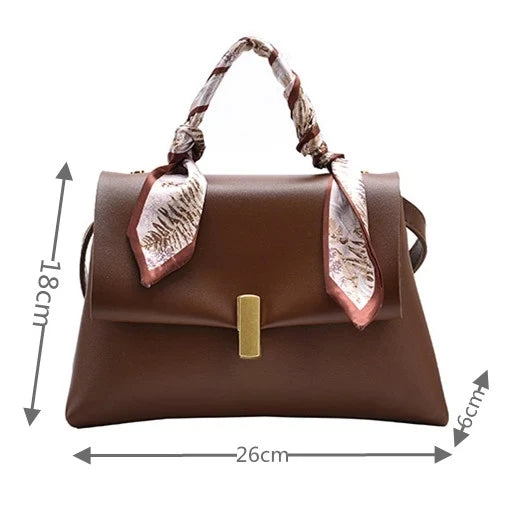 Leather Shoulder Bag Ribbon Tote Handbag Top-Handle Travel Crossbody Bag