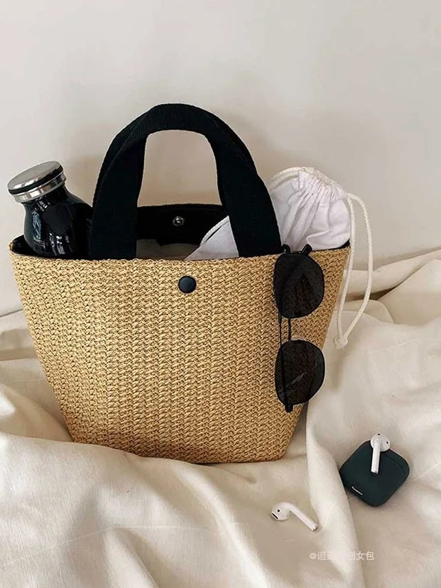 Ladies Straw Woven Handbag Women Beach Casual Tote Shoulder Bag
