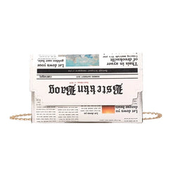 Inkjet Newspaper Clutch Chain Evening Bag