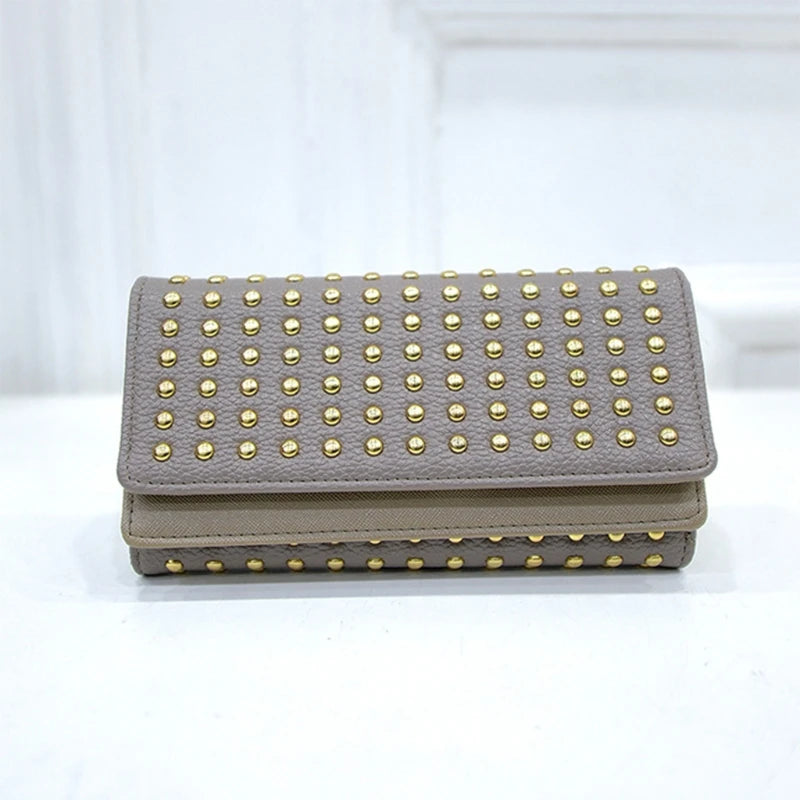 Women's Wallet with Rivets and Phone Pocket