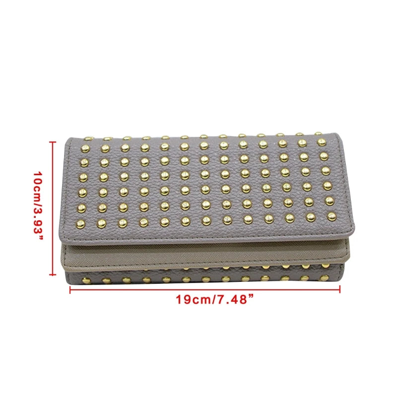 Women's Wallet with Rivets and Phone Pocket