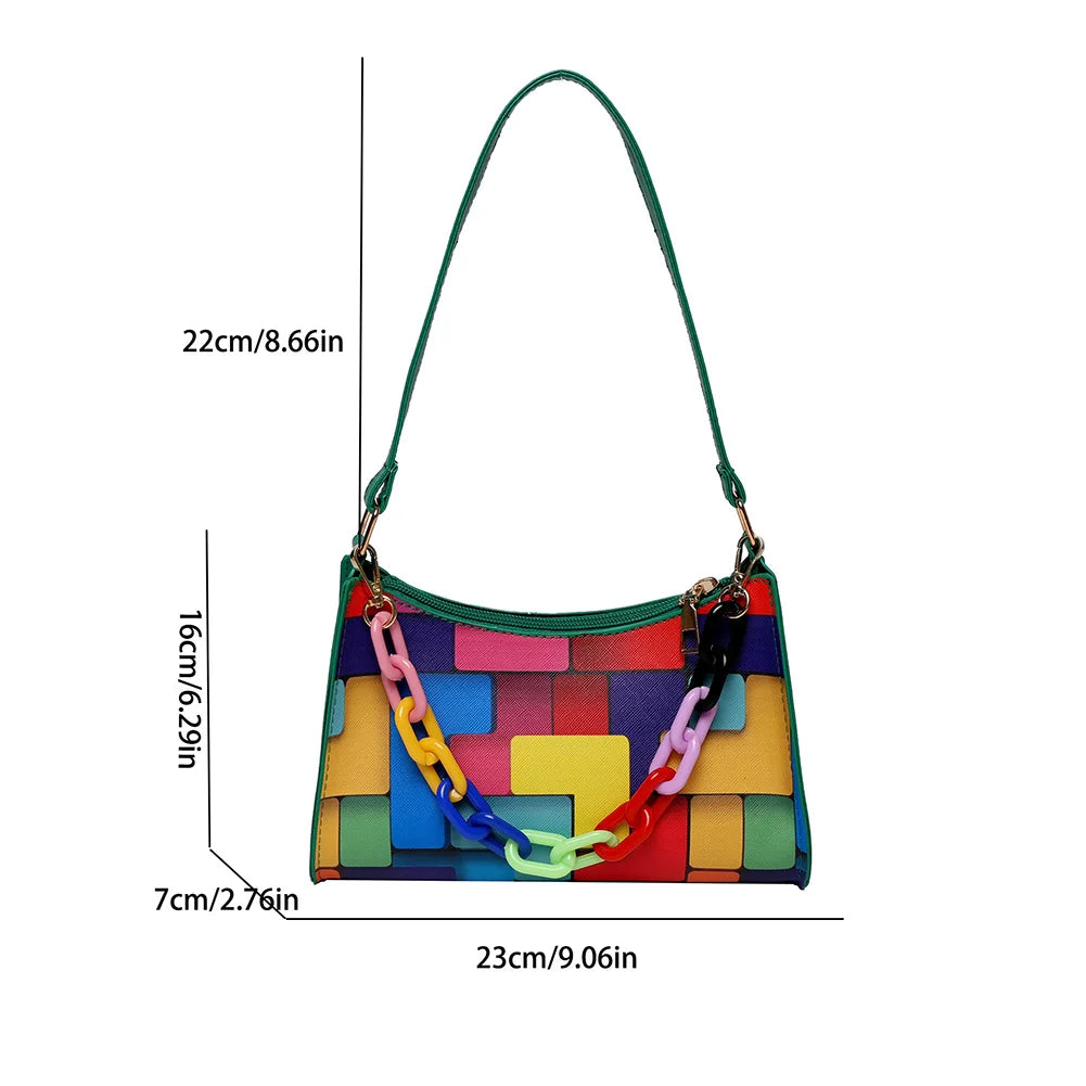 Geometric Hit Clutches Bags PU Leather Women Underarm Bags