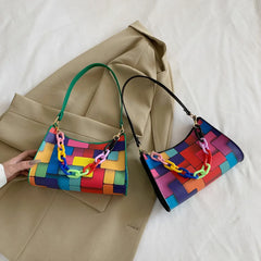 Geometric Hit Clutches Bags PU Leather Women Underarm Bags