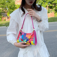 Geometric Hit Clutches Bags PU Leather Women Underarm Bags