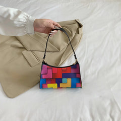 Geometric Hit Clutches Bags PU Leather Women Underarm Bags