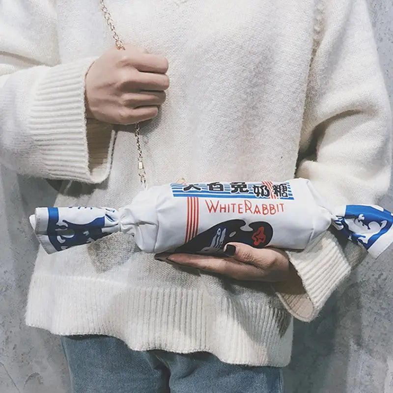 Girl Canvas Candy Handbags Cartoon Rabbit Creamy Women's Funny Messenger Bag