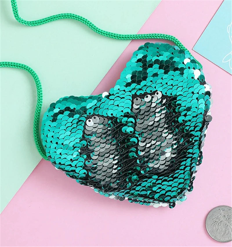 Girl Sequined Shoulder Paillette Bag Crossbody Heart Mini Bags