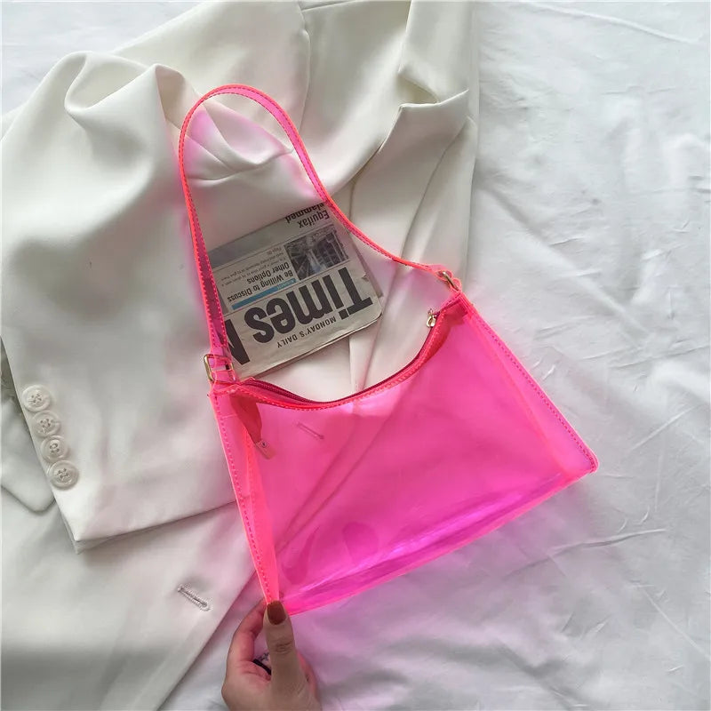 Girls' PVC Transparent Underarm Bag Small Fresh Jelly Style Shoulder Bag