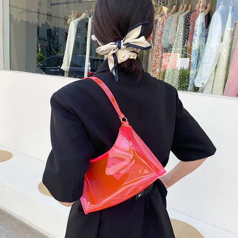 Girls' PVC Transparent Underarm Bag Small Fresh Jelly Style Shoulder Bag