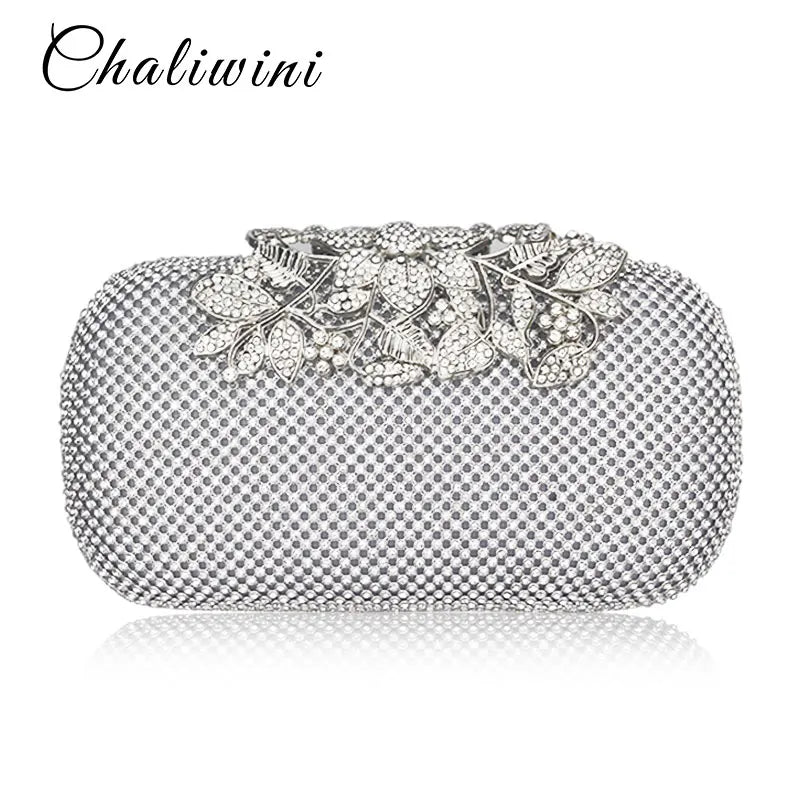Golden All Diamond Metallic Evening Bag Wedding Clutch Bay Package