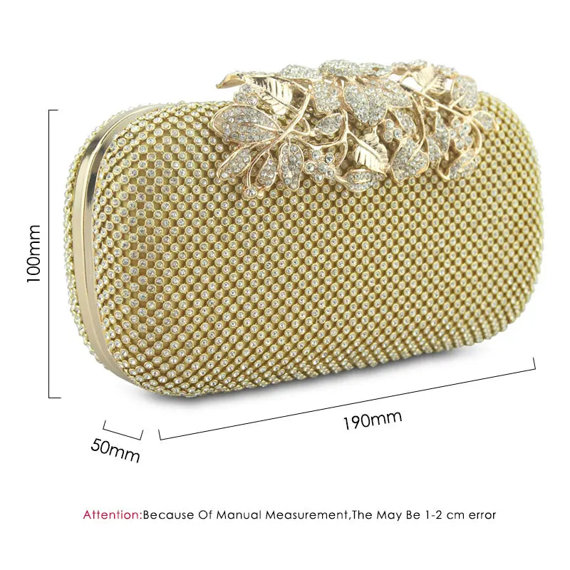 Golden All Diamond Metallic Evening Bag Wedding Clutch Bay Package