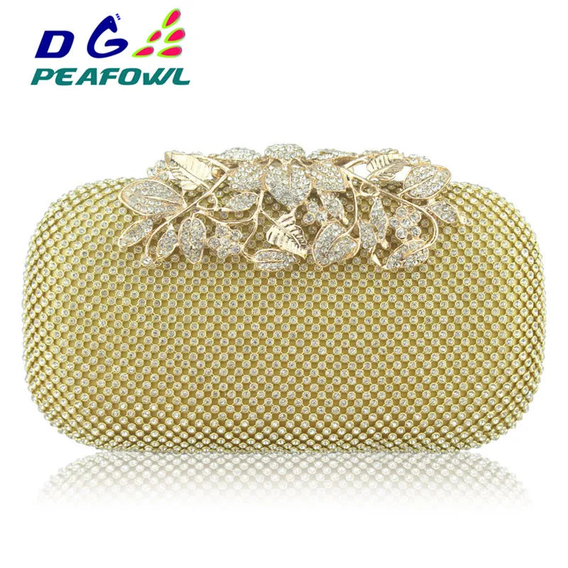 Golden All Diamond Metallic Evening Bag Wedding Clutch Bay Package