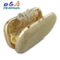 Golden All Diamond Metallic Evening Bag Wedding Clutch Bay Package