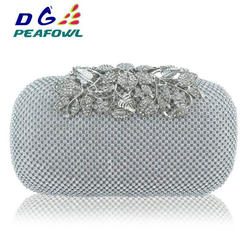 Golden All Diamond Metallic Evening Bag Wedding Clutch Bay Package