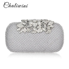 Golden All Diamond Metallic Evening Bag Wedding Clutch Bay Package