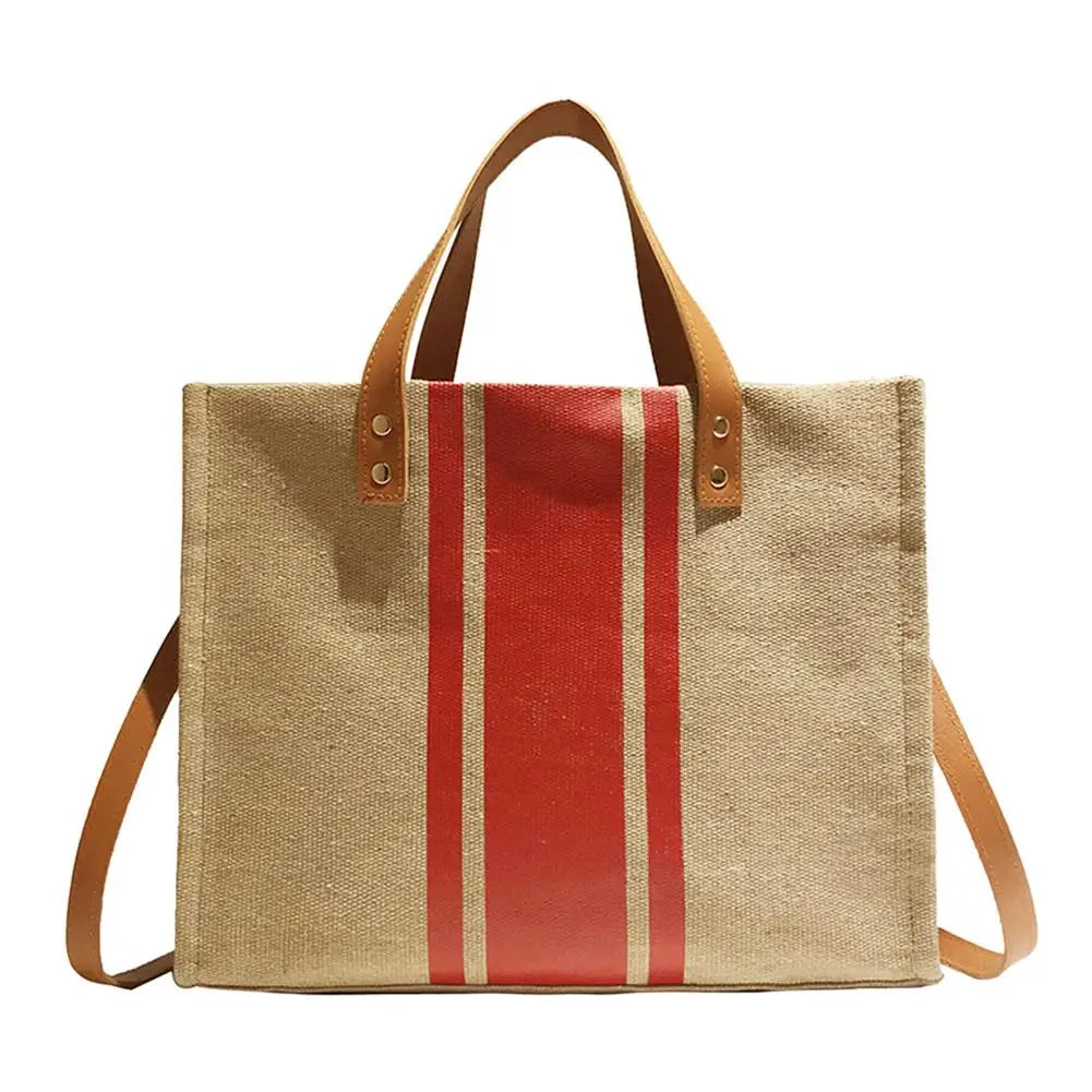 Ladies Canvas Shoulder Handbag Travel Tote Top-handle Shopping Bag