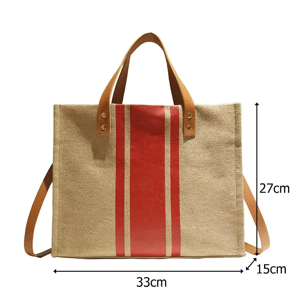 Ladies Canvas Shoulder Handbag Travel Tote Top-handle Shopping Bag