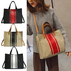Ladies Canvas Shoulder Handbag Travel Tote Top-handle Shopping Bag