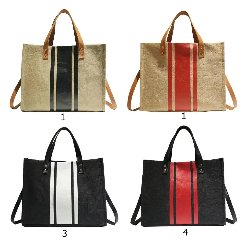 Ladies Canvas Shoulder Handbag Travel Tote Top-handle Shopping Bag