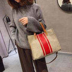 Ladies Canvas Shoulder Handbag Travel Tote Top-handle Shopping Bag