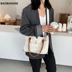 Canvas Shoulder Bag Large Capacity Double Strap Tote Bag