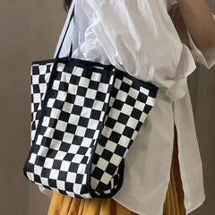 Harajuku y2k Plaid Shoulder Bag Large Capacity Handbag Vintage Shopping