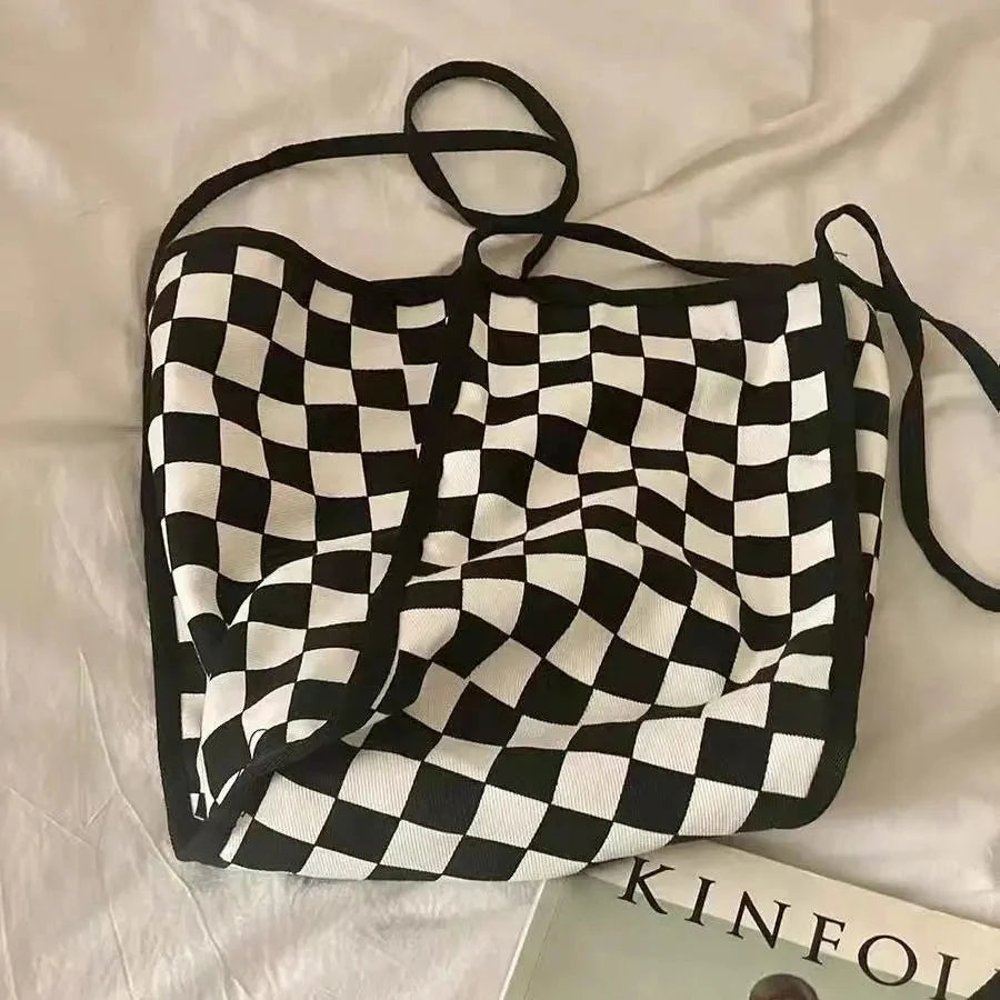 Harajuku y2k Plaid Shoulder Bag Large Capacity Handbag Vintage Shopping