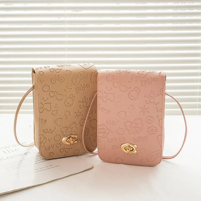 Small Square Handbag PU Shoulder Bag Women Mini Mobile Phone Bag Messenger Bag