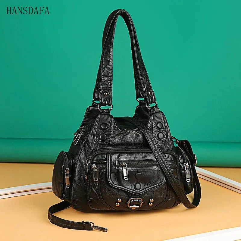 Soft Leather Woman Messenger Bag Famous Women Shoulder Tote