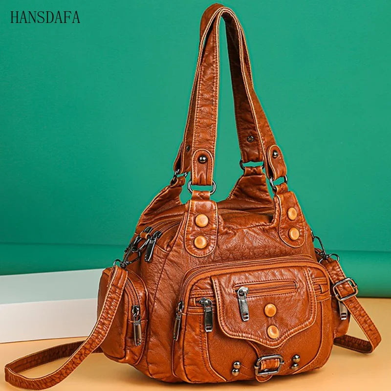 Soft Leather Woman Messenger Bag Famous Women Shoulder Tote