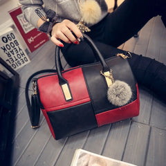 Hot Boston Patchwork PU Leather Women Bag Shoulder Crossbody Messenger Bags Hand