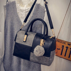 Hot Boston Patchwork PU Leather Women Bag Shoulder Crossbody Messenger Bags Hand