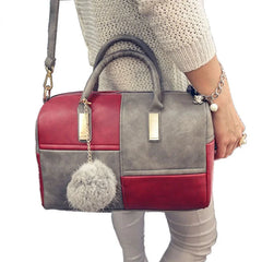 Hot Boston Patchwork PU Leather Women Bag Shoulder Crossbody Messenger Bags Hand