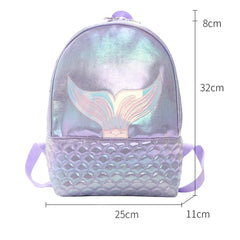 Mermaid Sequin Glitter Backpack Bling PU Leather Bag Zipper